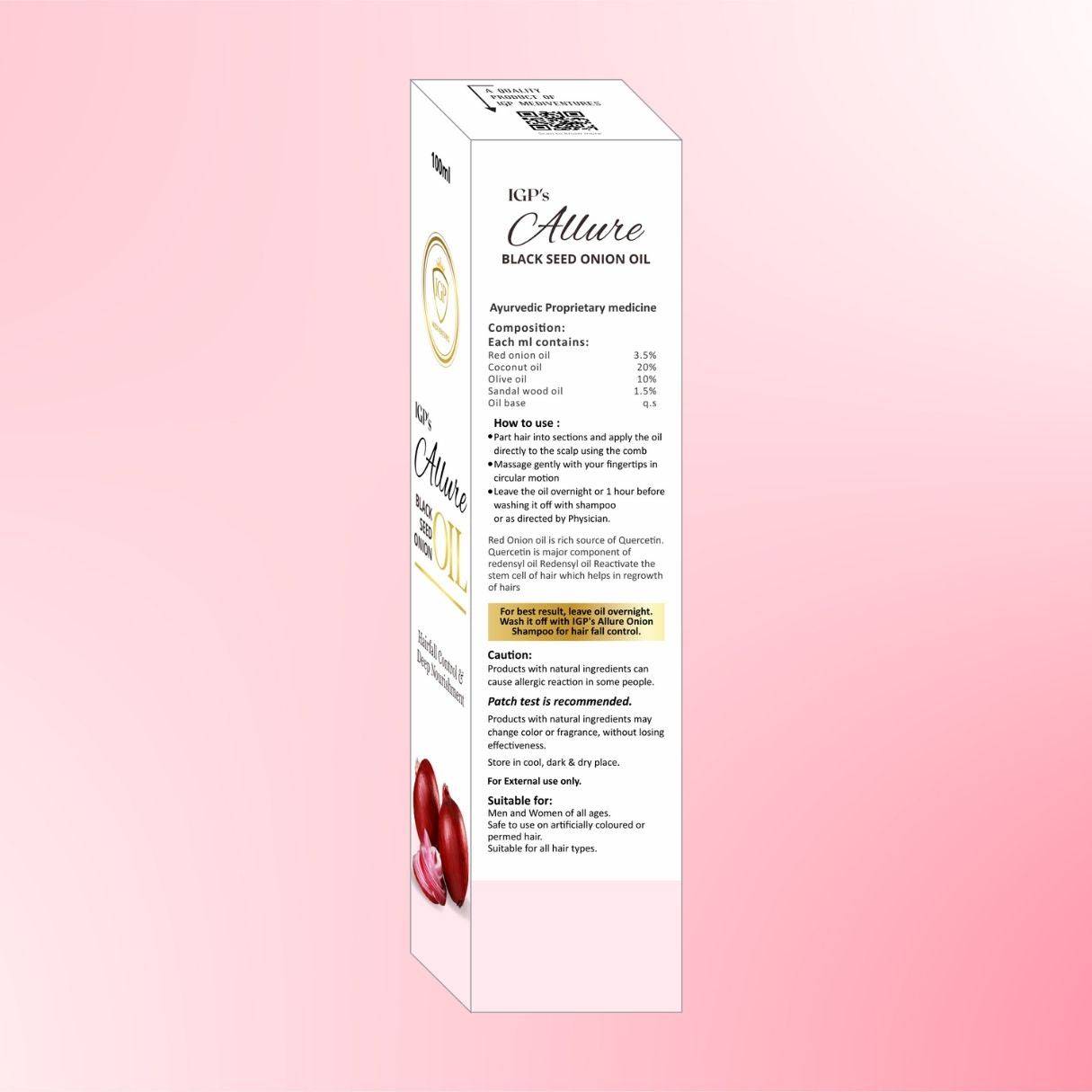 IGP MEDI VENTURES Allure Onion Hair Oil for Hair Growth and Hair Fall Control - With Black Seed Oil Extracts