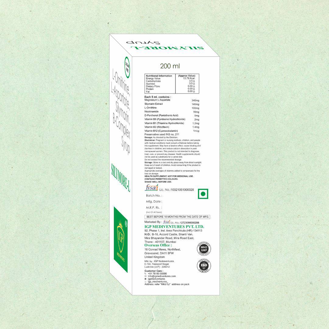 IGP MEDI VENTURES SILYMORE-L SYRUP | Silymarin Extracts, Amino Acids, and Vitamins to Strengthen the Liver, 200ml