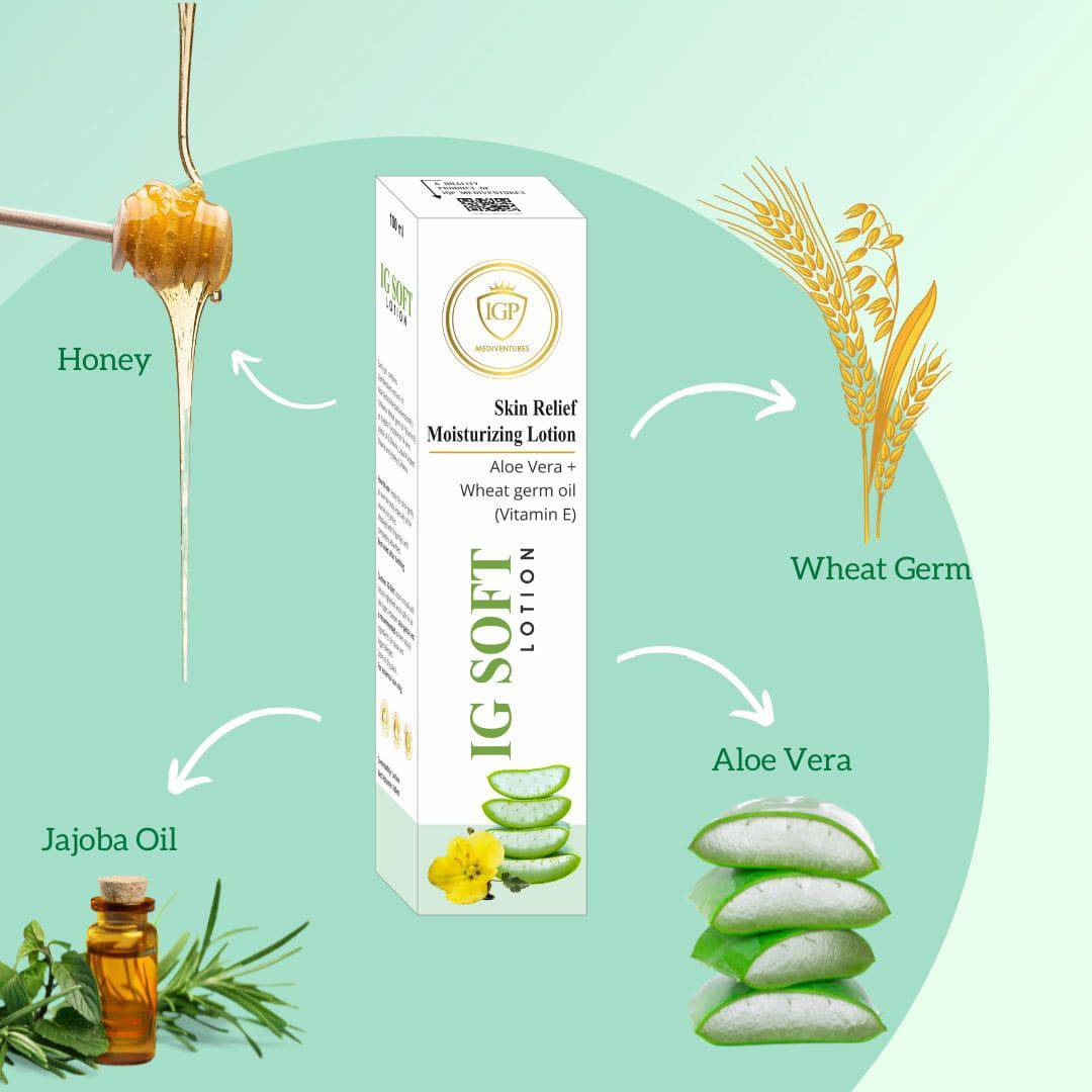 IGP MEDI VENTURES  IG-SOFT LOTION | Moisturizes and nourishes the skin | For all skin types | 100gm